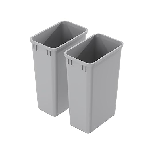 Dowell 2 Pack 50Qt Wastebasket Trash Container, 9/13Gal, Plastic, Stackable, for Kitchen/Bathroom/Office, Fits Under Sink/Desk - Grey (2, 50 QT)