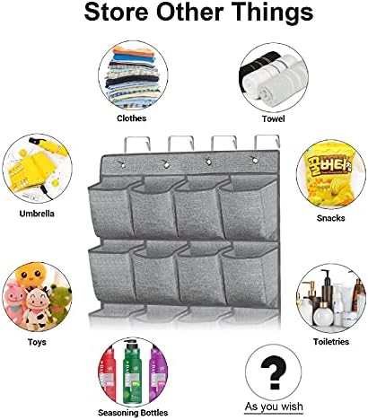homyfort Over the Door Shoe Organizer,Hanging Shoe Rack Storage Holder with 24 Extra Large Fabric Pockets for Closet,Men Sneakers,Women High Heeled Shoes,Slippers,Grey 61.4''x22'' - Image 6