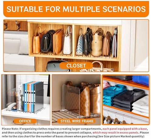 Yieach Clear Acrylic Shelf Dividers for Closet Organization,16Pack Adjustable Bags,Clutch,Purse Organizer and Storage,Handbag Organizer for Closets,Purse Divider,8.8″ Tall Sweater,Tshirt,Towel Divider - Image 3
