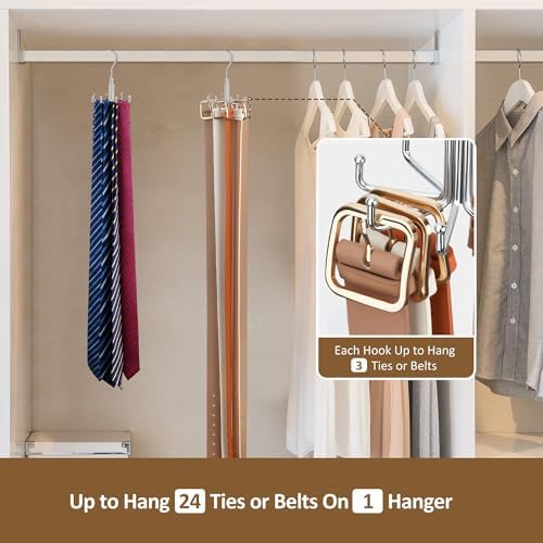 ZEDODIER Tie Hanger for Closet, Rotating Tie Organizer, Holds 8 Ties - Image 3