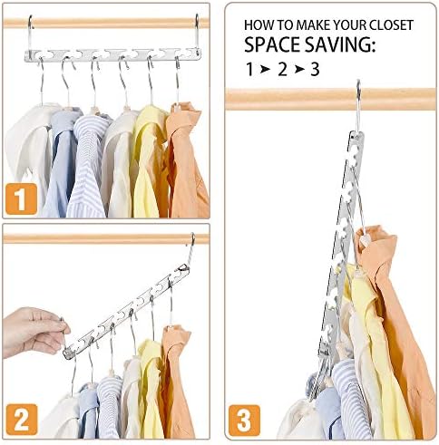 Metal Magic Hangers Space Saving Clothes Hangers Closet Space Saver Clothing Hanger Oragnizer for Wardrobe Space,Wrinkle-Free Clothes（Pack of 4） - Image 4
