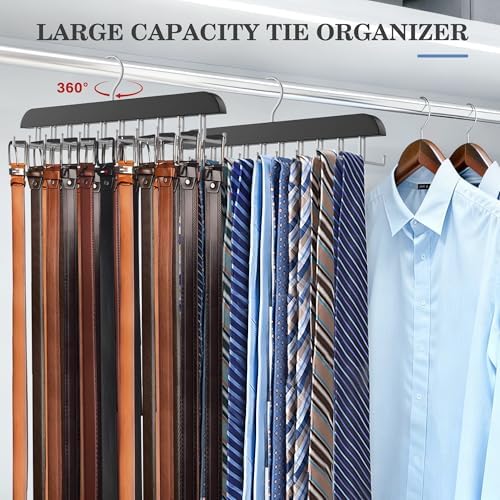 Tie Rack Hanger for Closet,2 Blet Organizer for Men with 20 Foldable Hooks - Image 4