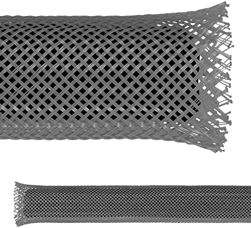 Electriduct 3/8 PET Expandable Braid Sleeving Flame Retardant Flexible Wire Mesh for Cord Management and Cable Protection - 100 Feet - Gray by Electriduct