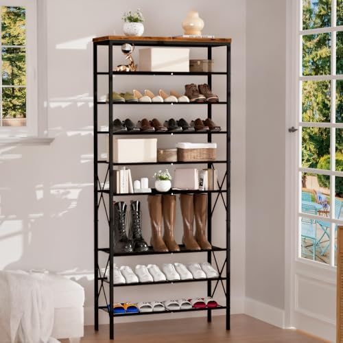 10-Tier Tall Shoe Rack, Large Capacity Shoe Shelf Holds40-45 Pairs, Shoe Shelf for Entryway, Hallway, Living Room, Rustic Brown - Image 5