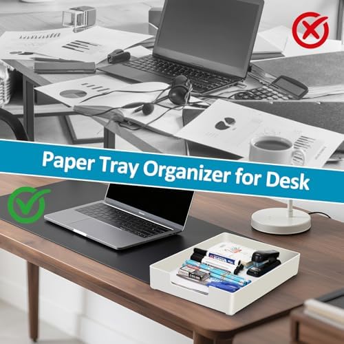 Paper Tray, Letter Tray, 2-Pack Desk Tray Organizer, Plastic A4 Letter-Size Printer Paper Holder, Rectangular Desktop Stackable File Mail Document Storage Container for Office Supplies School Home - Image 5