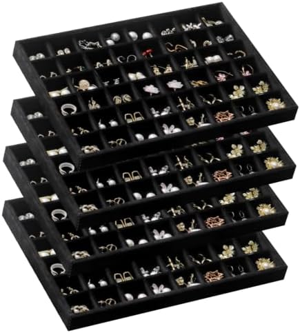 Large Velvet Jewelry Drawer Organizer Trays Set of 4, 48 Grids by Unknown