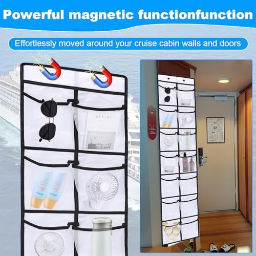 CTTZCKJ Over The Door Organizer For Cruise Ships|Magnetic Door Organizers with 14-Pocket for Cruise Ship|61"x11"|Cruise Over the Door Organizer,Magnetic Shoe Rack for Cruise,Behind-Door Storage - Image 4
