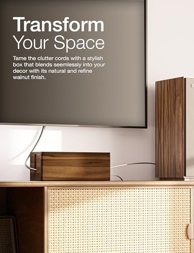TIDITA 16" L Wooden Large Cable Management Box Round Edge (Walnut Color) - Image 6