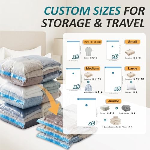 Vacuum Storage Bags with Hand Pump, Vacuum Seal Space Saver Bags,30 Combo - Image 3