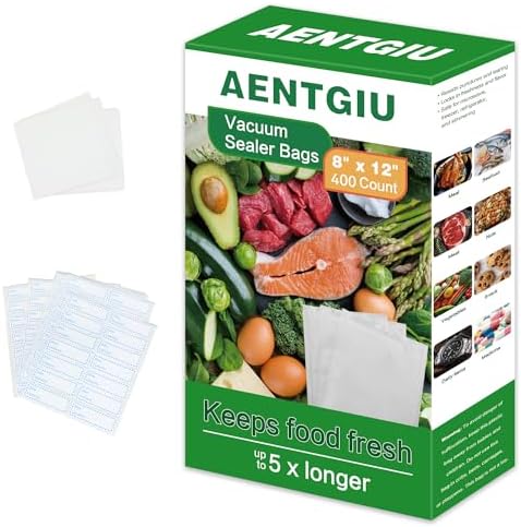 AENTGIU 400 Vacuum Sealer Storage Bags, 8x12 Inch Seal a Meal Bags by AENTGIUEnjoyHomeKitchen
