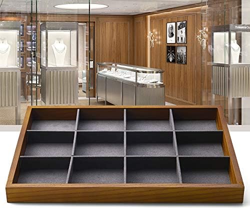 Oirlv Solid Wood Jewelry Tray,Jewelry Drawer Organizer,12 Grid(Grey) - Image 4