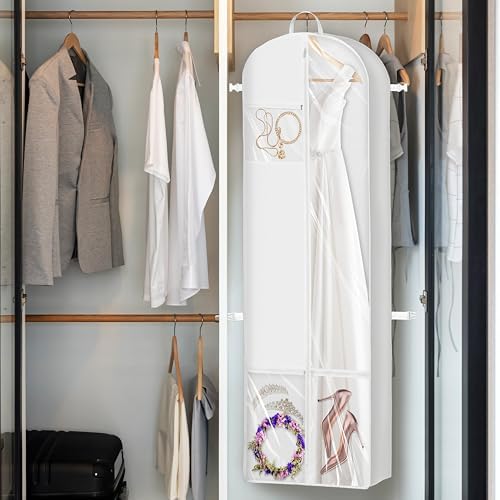 Simple Houseware 70" Long, 8" Depth Wedding Dress Garment Bag with Pockets - Image 5