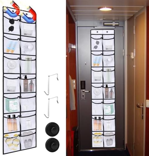 CTTZCKJ Over The Door Organizer For Cruise Ships|Magnetic Door Organizers with 14-Pocket for Cruise Ship|61"x11"|Cruise Over the Door Organizer,Magnetic Shoe Rack for Cruise,Behind-Door Storage by CTTZCKJ