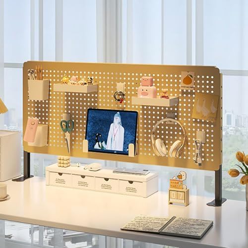 Clamp Desk nizer with Pegboard Kit, Office Partition Panel, Floating, Yellow Vertical Design, Desk Storage Solution for Home & Office by Unknown