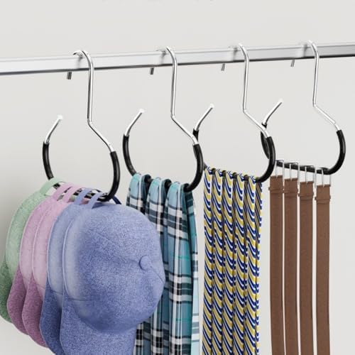 10 Pack Hat Hangers for Closet - Nonslip Space Saving Steel Hat Rack for Baseball Caps, Versatile Hanger Organizer for Belts, Vest, Ties and Scarves (Black) - Image 6