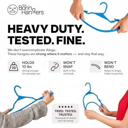 Blue Plastic Hangers 22 Pack - 10 lb Heavy Duty Clothes Hanger Set - 0.20" Slim & Space Saving Boys Room Closet Organizer Coat Hangers, Dorm Room Apartment Essentials - Image 5