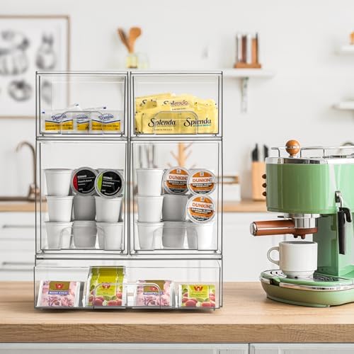 Sorbus Clear Stackable Storage Drawers (4 Pack, 7.6'' Tall) - Image 7