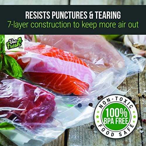 Vac Fresh Food Vacuum Sealer Rolls (8" x 50' & 11" x 50', 2 Rolls), 3.5mil VF811C Embossed Food Storage Bags, Vacuum Seal Bags for Meal Prep, Sous Vide Bags for Cooking (100 Feet) - Image 6