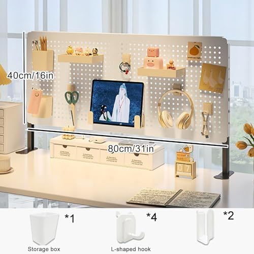 Clamp Desk nizer with Pegboard Kit, Office Partition Panel, Floating, Yellow Vertical Design, Desk Storage Solution for Home & Office - Image 2