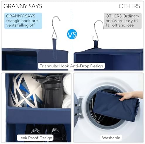 GRANNY SAYS 3-Shelf Hanging Closet Organizer, Foldable Storage, Navy - Image 4