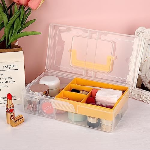 JUXYES Clear Art Craft Supply Storage Bin Sewing Box With Handle Lid - Image 7