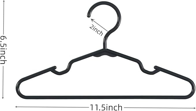 60 pcs Black Baby Nursery Closet Hangers,Non-Slip Laundry Infant Pant Hanger for Newborn Clothes,Ultra-Thin Child Coat Hanger for Girl Boy Toddler Kids