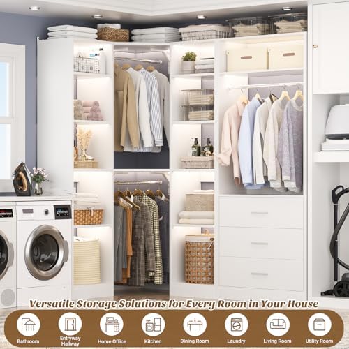 Besiost Corner Closet System with 3 Drawers, Corner Closet Organizer System - Image 5