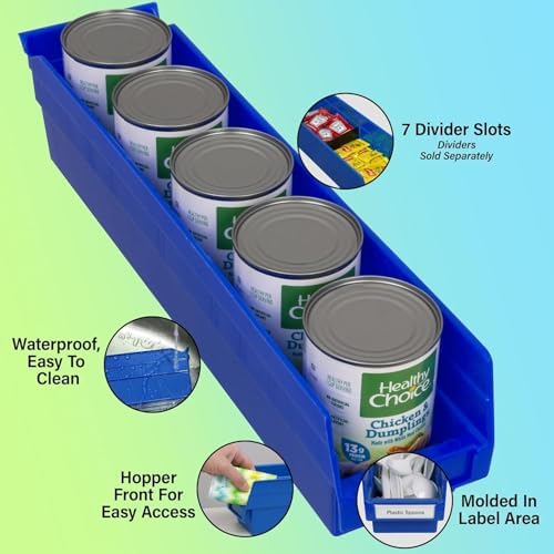 Akro-Mils 30128 Heavy Duty Plastic Shelf Bins, 18"x 4"x 4", Yellow, 12-Pack - Image 4