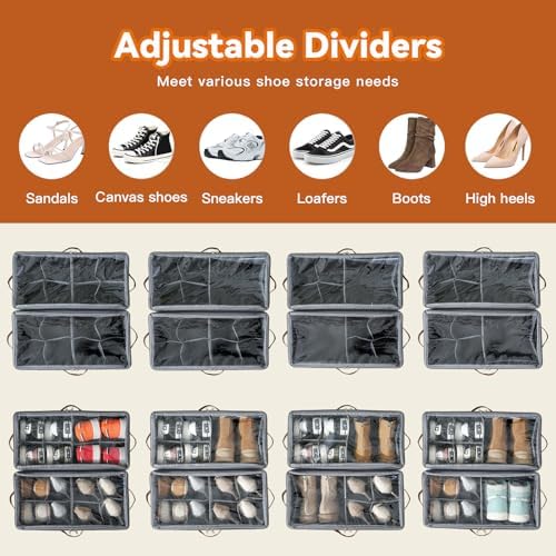 Shoe Organizer for Closet, Fits 16 Pairs, Gray, 2 Pack - Image 4