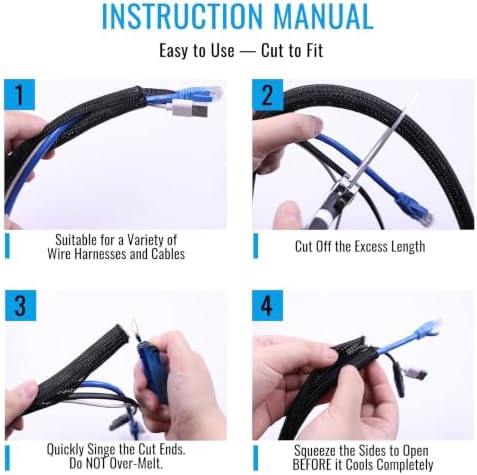 3/8" - 10Ft Split Braided Cable Sleeve, Wire Loom Tubing, Black - Image 6