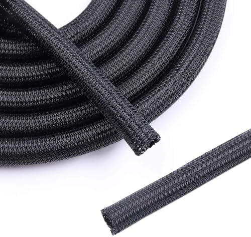 1/2" - 10Ft Split Braided Cable Sleeve, Wire Loom Tubing, Black by Unknown