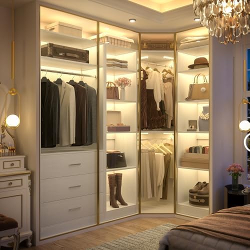 Besiost Corner Closet System with 3 Drawers, Corner Closet Organizer System - Image 3