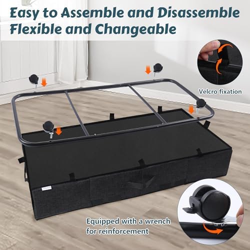 Supowin Under Bed Storage with Wheels, 2Pack Rolling Underbed Storage - Image 5