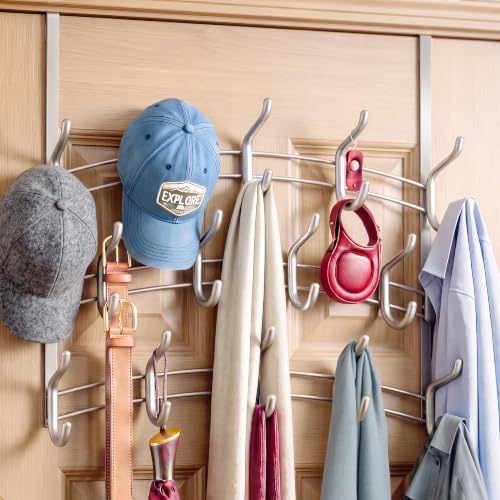 LYNK PROFESSIONAL® HOME™ Over the Door Hooks - 28 Hook – Over the Door Coat Rack - Over the Door Hanger - Hanging Towels or Clothes - Bathroom, Bedroom, Laundry Room - Lifetime Ltd. Warranty, Platinum by LynkInc