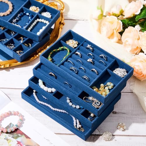 Junkin 18 Pcs Stackable Jewelry Drawer Organizer Inserts Peacock Blue - Image 6
