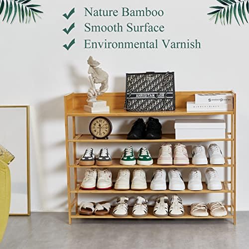 latifolia Shoe Rack, 5-Tier Bamboo Shoe Rack (Nature, 39.40''L) - Image 4