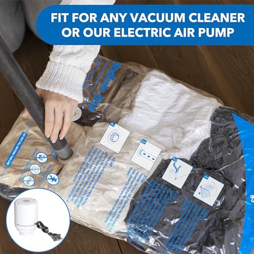 Vacuum Seal Bags for Clothing Travel & Home Storage, travel vacuum bags with pump, Store Blankets, Comforters, Pillows, Seasonal Clothes Compactly,16 Pack With Electric Pump - Image 5