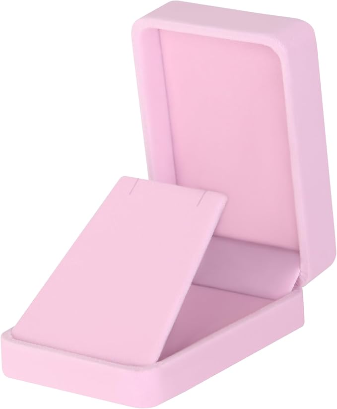 LETURE 2 Pieces Velvet Jewelry Gift Boxes for Necklace Pendant Earring Bracelet, Small Jewelry Storage Display Case for Christmas Wedding Engagement Birthday Anniversary (Pink)