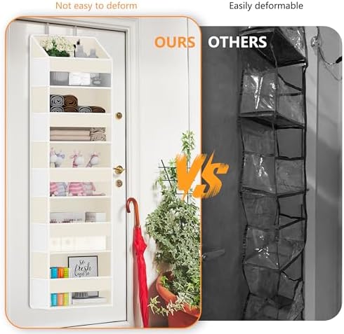 Over Door Organizer with 5 Large Pockets & 10 Mesh Side Compartments - Behind The Door Storage for Bathroom, Bedroom, Closet, Pantry, RV & Nursery - Baby Room Organizer Solution - Beige - Image 6