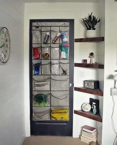 2 Pack Extra Large Hanging Crystal Clear Over Door Shoe Organizers, Closet Shoe Rack Organizer, 12+6 Pockets, 8 Hooks, Grey (59" x 21.6") - Image 2