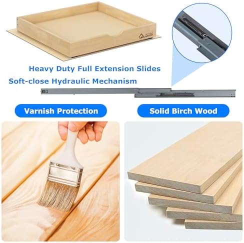 WelFurGeer Soft Close Pull Out Drawers for Cabinets, 11" W x 21" D Pull Out Cabinet Drawer with Heavy Duty Slides, Pull Out Cabinet Organizer, Cabinets Roll Out Drawers, Pull-Out Home Organizers - Image 4