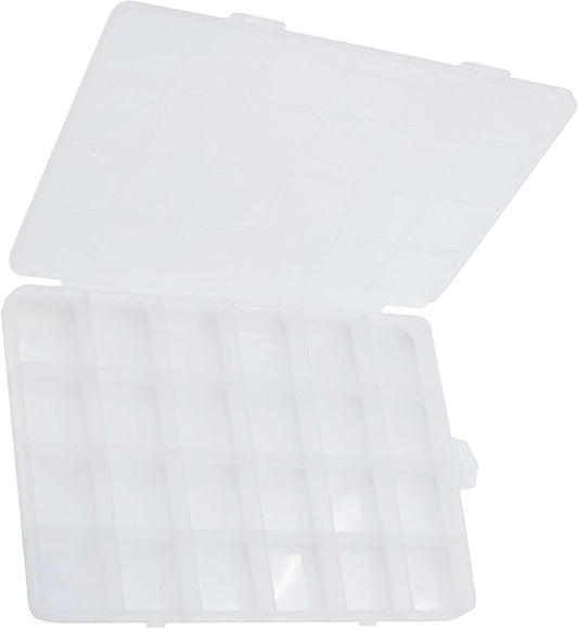 Yansanido 24 Grids Jewelry Organizer, 7.5 In x 5.2 In Fixed Clear Plastic Storage Box Earring Tool Small Items Containers (1)