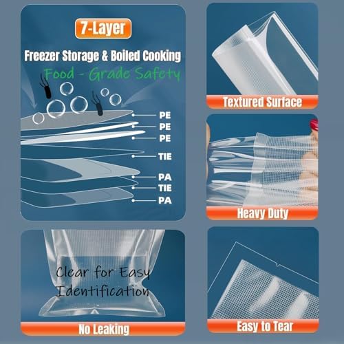 100 Pack Vacuum Sealer Bags for Food Saver - PreCut 8"x12", Commercial Grade BPA Free, 6X Freshness Airtight Food Storage Bags for Freezer & Sous Vide, Fits All Clamp Machines - Image 6