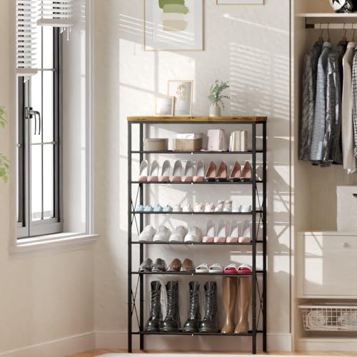 8 Tiers Tall Shoe Rack Organizer, Large Capacity Shoe Rack Holds 32 Pairs of Shoes, Durable and Stable, Adjustable Metal Shelf Stackable Shoe Shelf for Entryway, Hallway, Living Room, Closet - Image 4