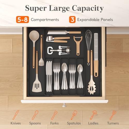 Lifewit Expandable Silverware Drawer Organizer, Utensil Tray for Kitchen - Image 3
