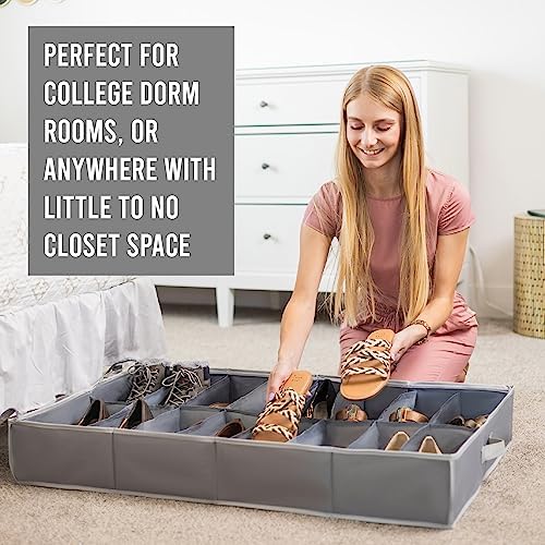 Under Bed Shoe Storage Organizer, 2 Pack of 16 Pairs Storage, Gray - Image 4