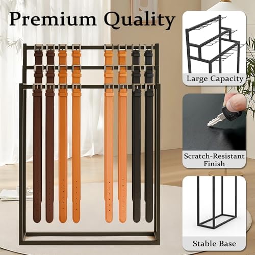 Belt Display Stand,Floor Mounted Belt Hanger, Metal Men Belt Organizer, Commercial Tie Scarf Display Stand for Clothing Retail and Home (Black) - Image 3