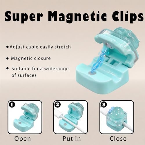 9Pack Magnetic Cable Clips,Night-Glowing Cord Holder,Blue - Image 3