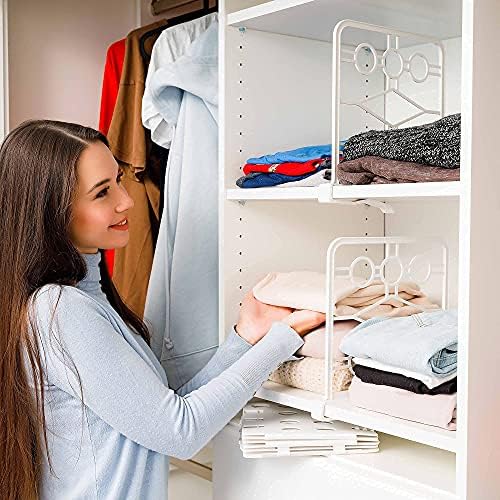 Shelf Dividers for Closet, Set of 6 White, Tool-Free Easy-Clip - Image 2