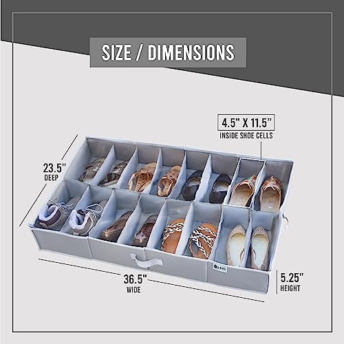 Under Bed Shoe Storage Organizer, 2 Pack of 16 Pairs Storage, Gray - Image 3